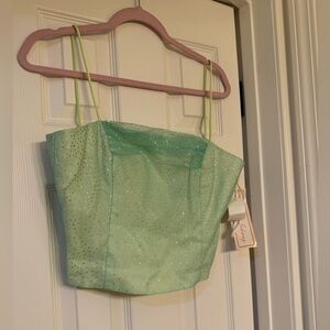 Dave & Johnny NWT Lace Up Back (no String) Y2K Green/blue Top Size 9/10